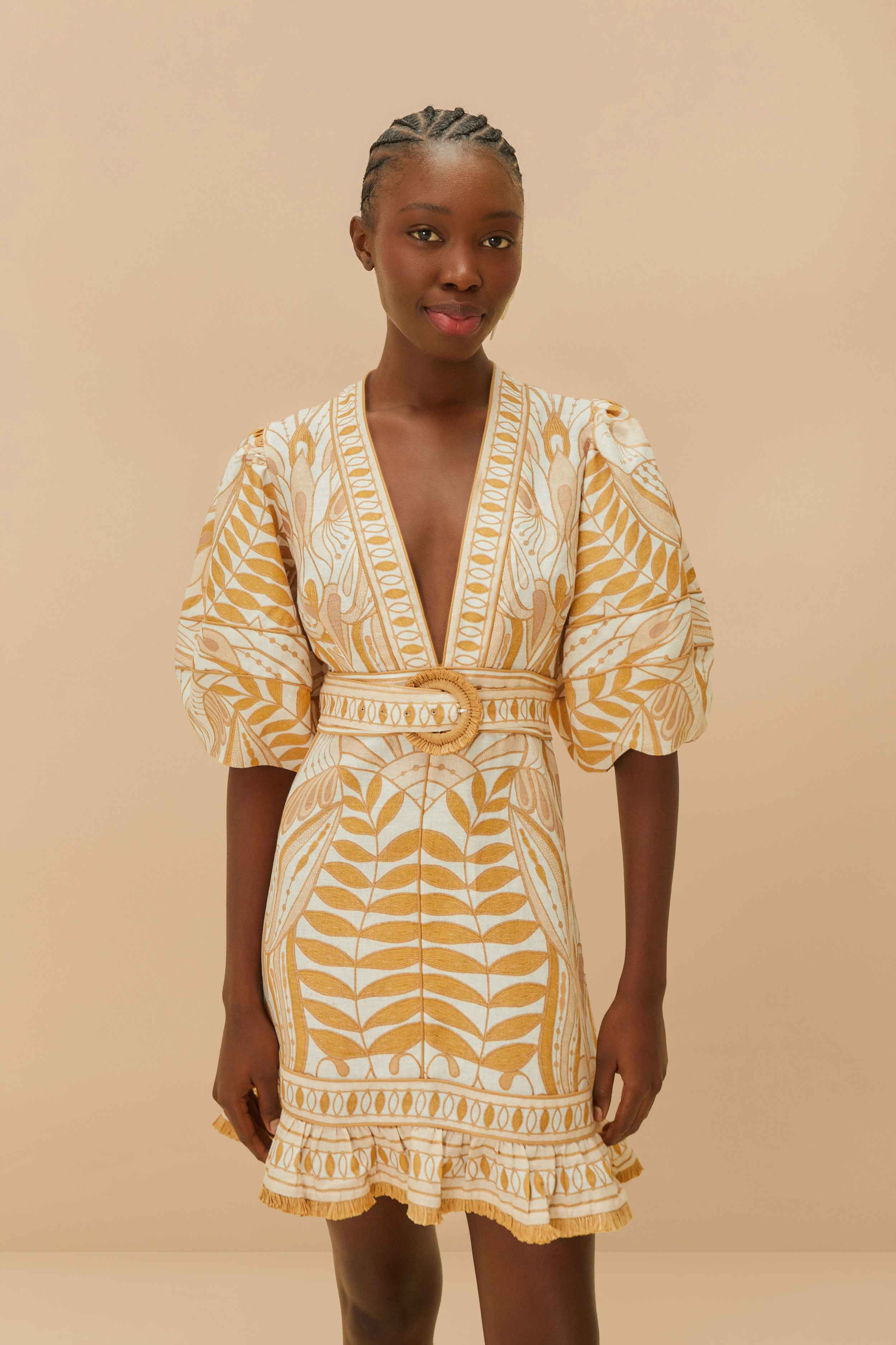 Off-White Lace Nature LENZING™ ECOVERO™ Euroflax™ Mini Dress